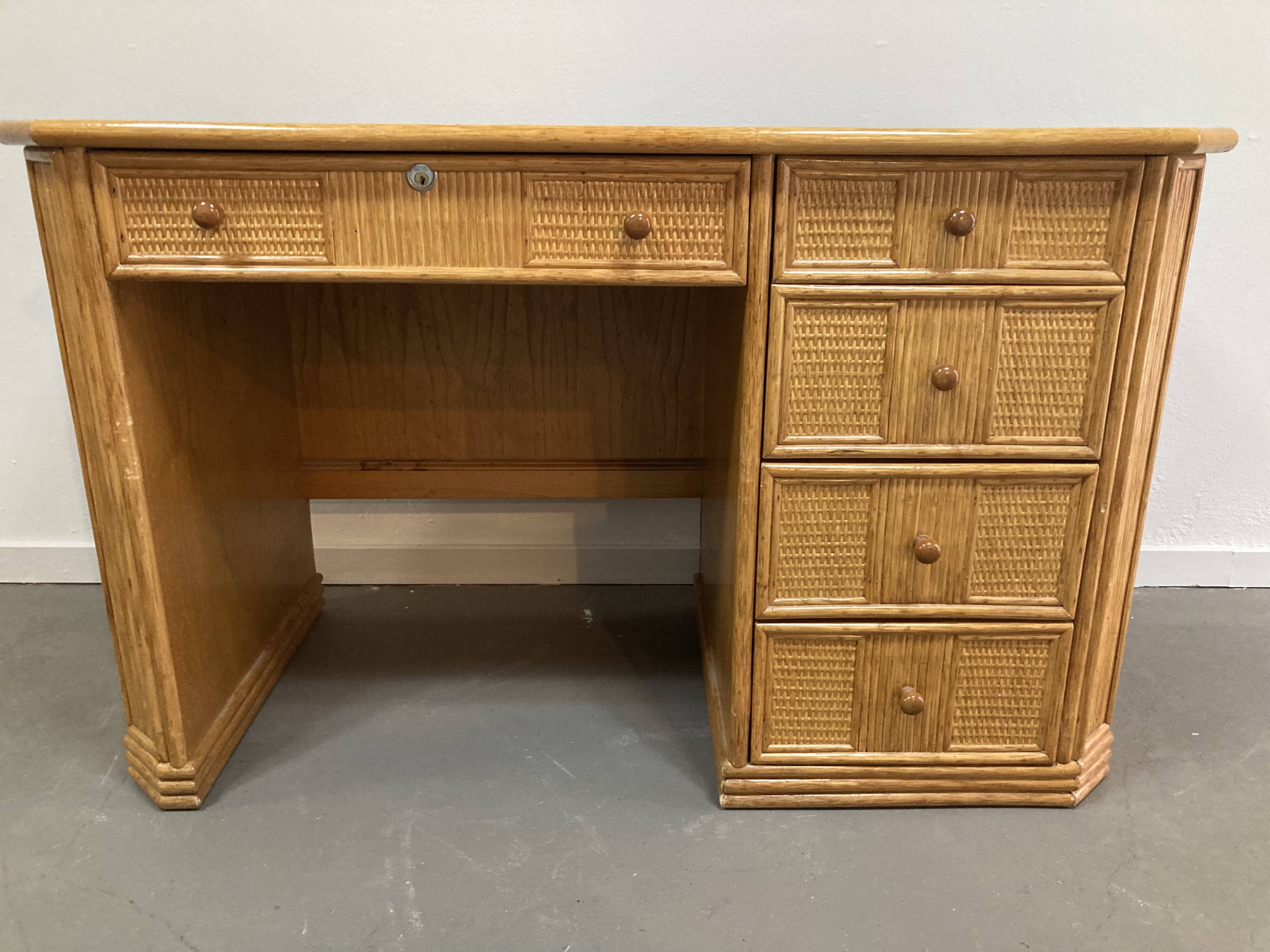 Unique desk in rattan or split rattan, Vivai del Sud style.