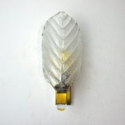 Applique feuille givrée, verre de murano, italie, 1970