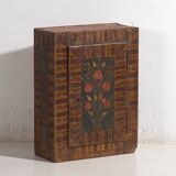 Antique wall cabinet painted with floral motifs (c.1850) #8