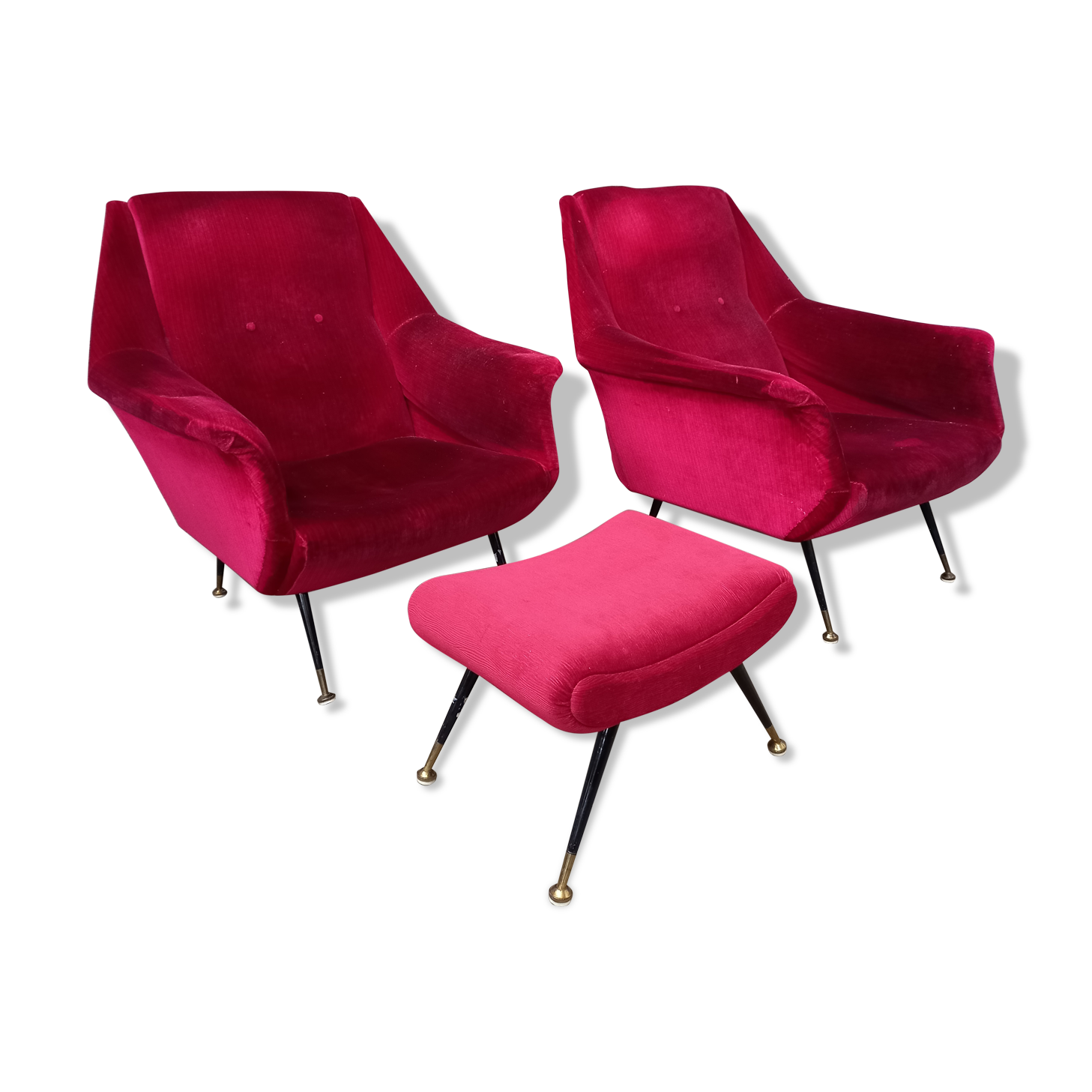 Pair of italian armchairs and ottoman