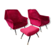 Pair of italian armchairs and ottoman