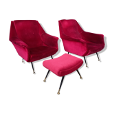 Pair of italian armchairs and ottoman