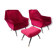 Pair of italian armchairs and ottoman