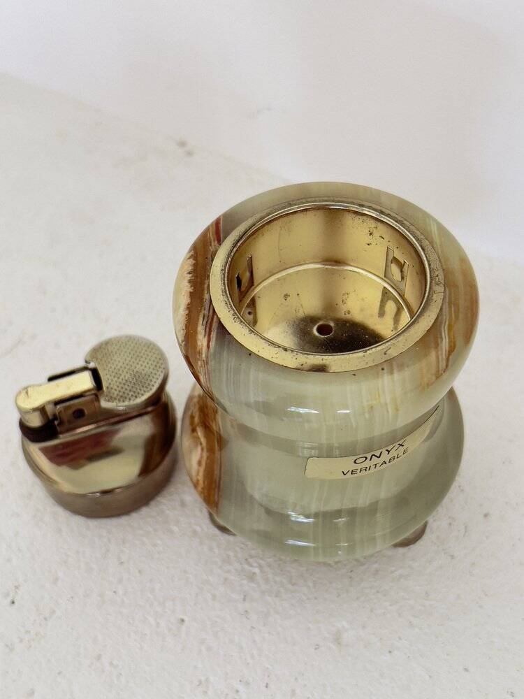 Green onyx table lighter, Italy, 1970s