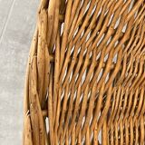 Pair of rattan and black metal armchairs, 1950s/60s