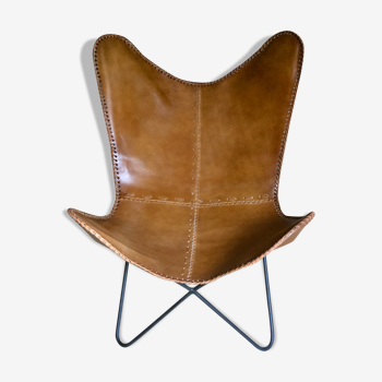 Leather butterfly armchair