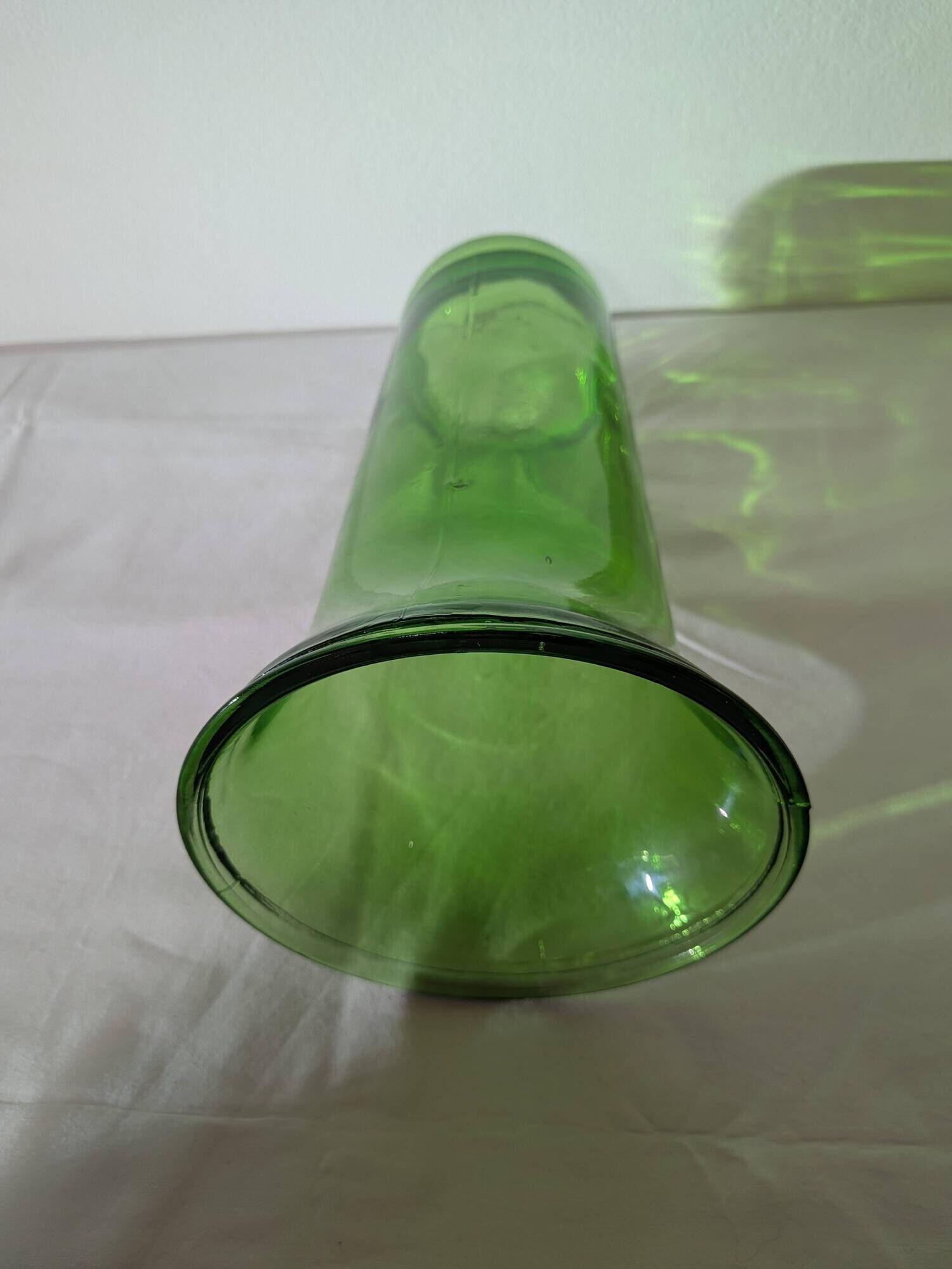 Vintage green glass vase – flared neck – 1960s/70s