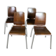 Vintage Scandinavian chairs (series of 4) in thermoformed wood 1970