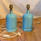 Pair of lamp bases, old ceramic gas bottle