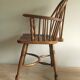 Mid century solid oak lyre-back Windsor elbow armchair, 1960s