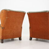 1940s Pair of Large Wing Chairs, Czechoslovakia