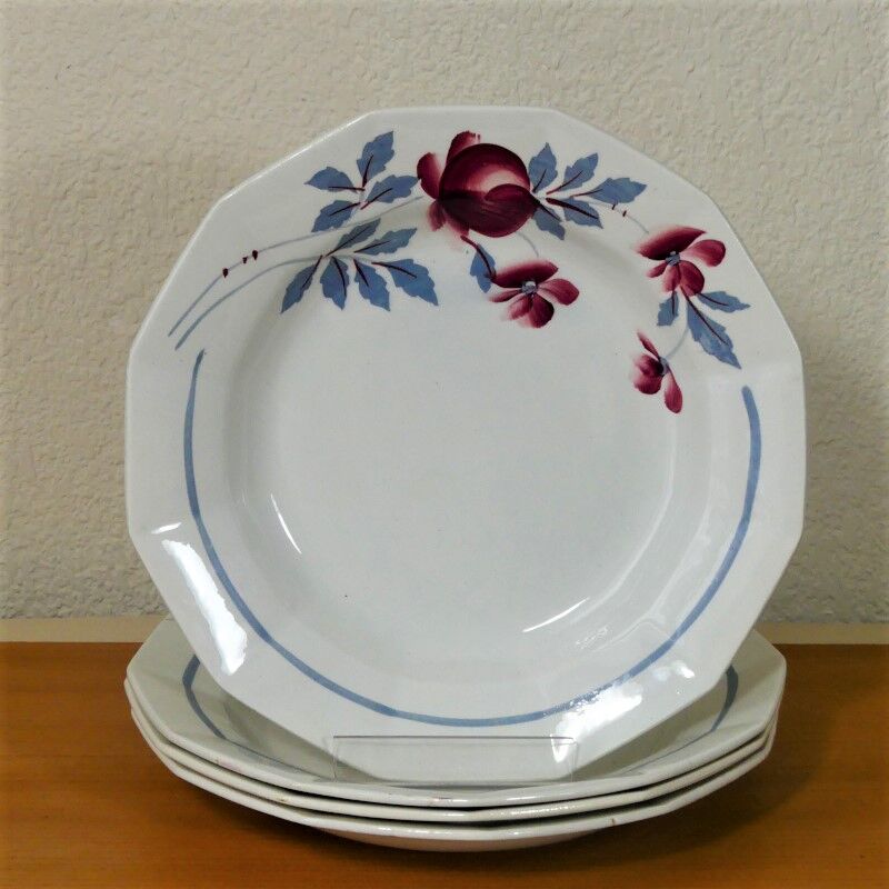 Four hollow plates 1930-1940 - Plates stamped Céranord St-Amand