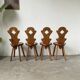 Set of 4 Savoyard pine chairs from the 60s