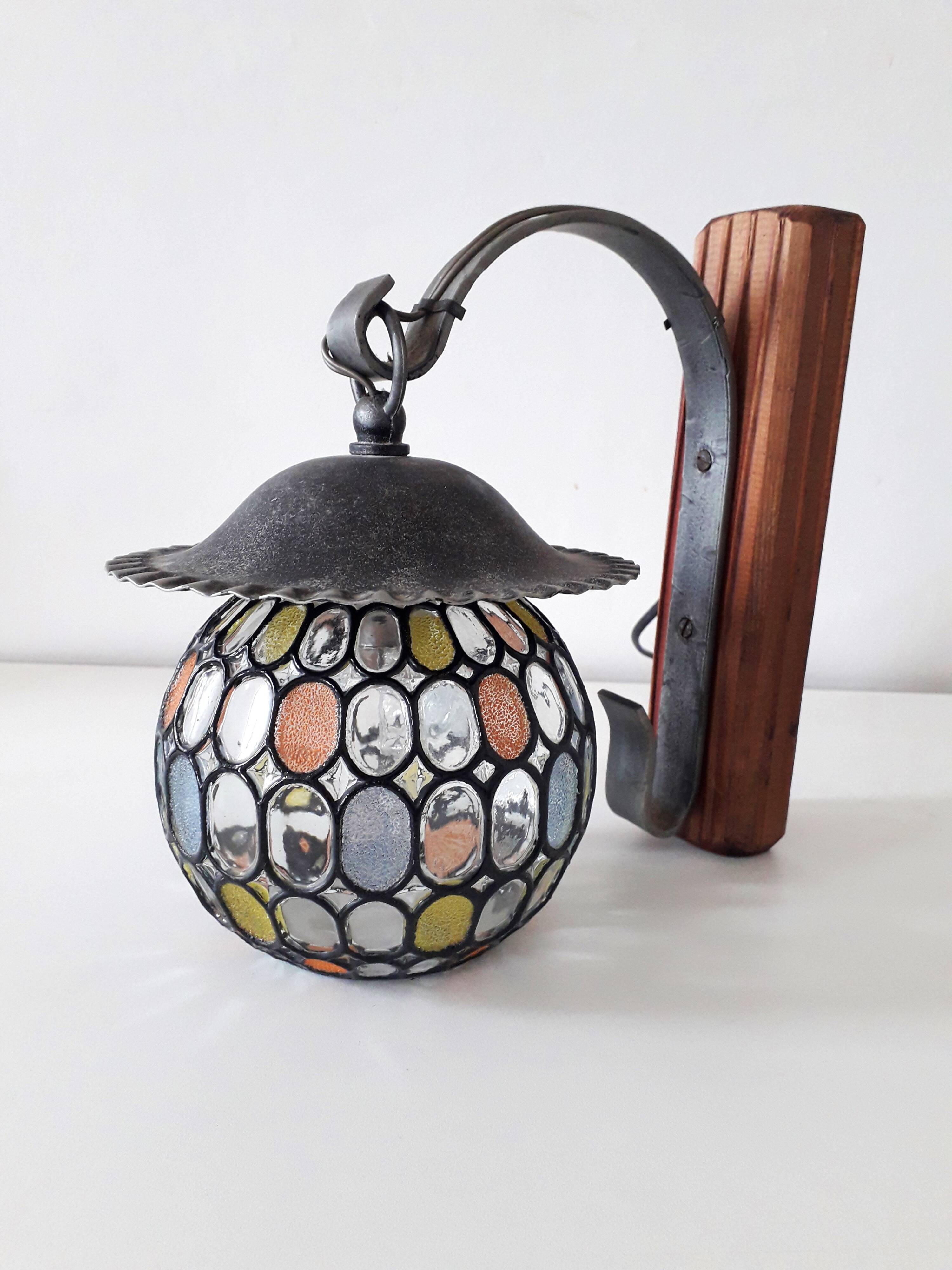 Retro wall light - Globe colored cloisonné glasses. - 1950-60