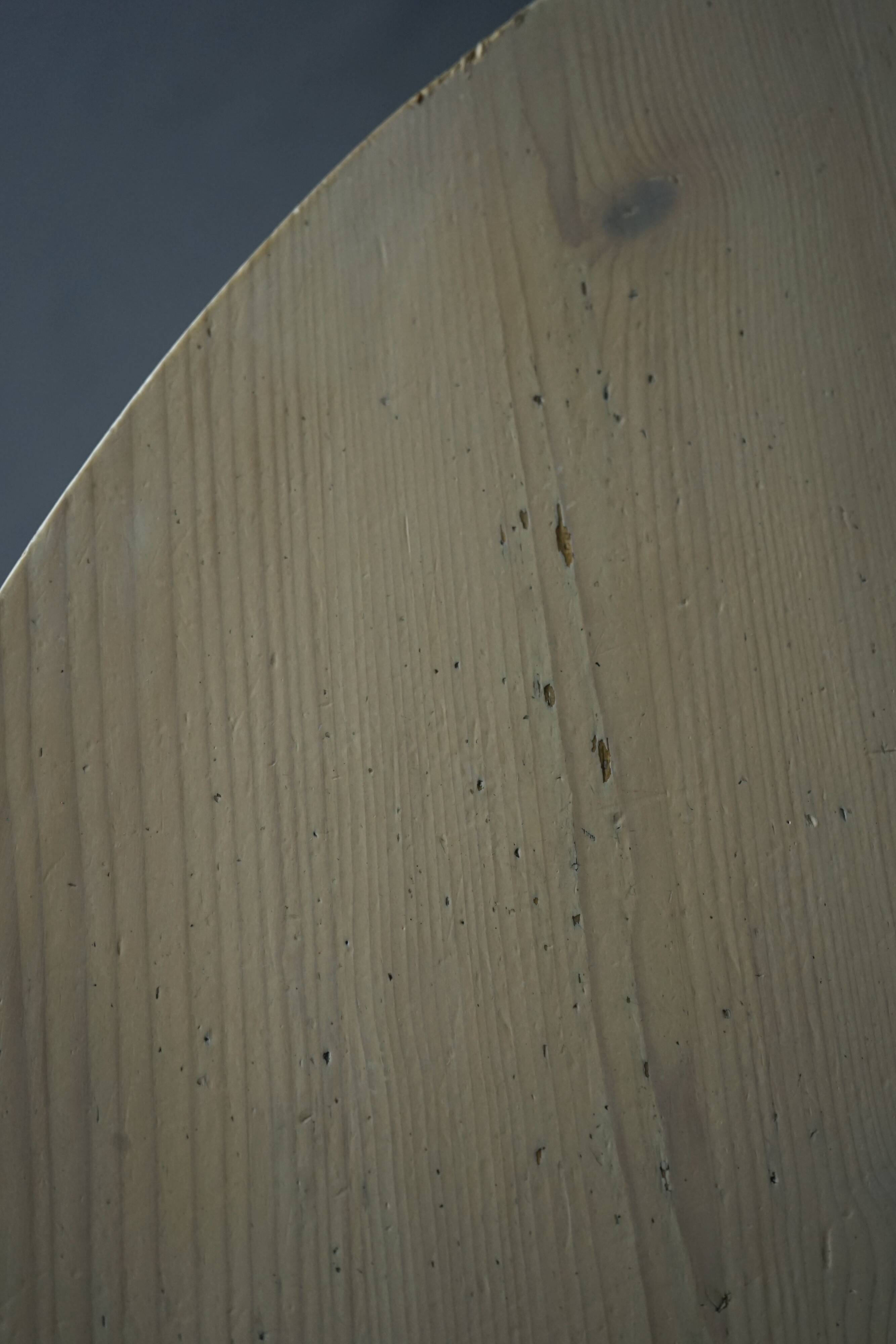 Architectural hand built Dining Table in white washed pine, 1970s