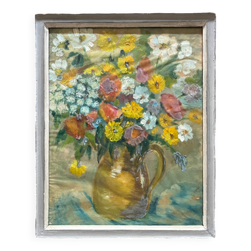 Tableau HSTP (Bouquet de fleurs" vers 1950 mention Alger