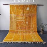 Large Moroccan Beni Ouarain Rug, Sun Yellow, Handmade 206x330