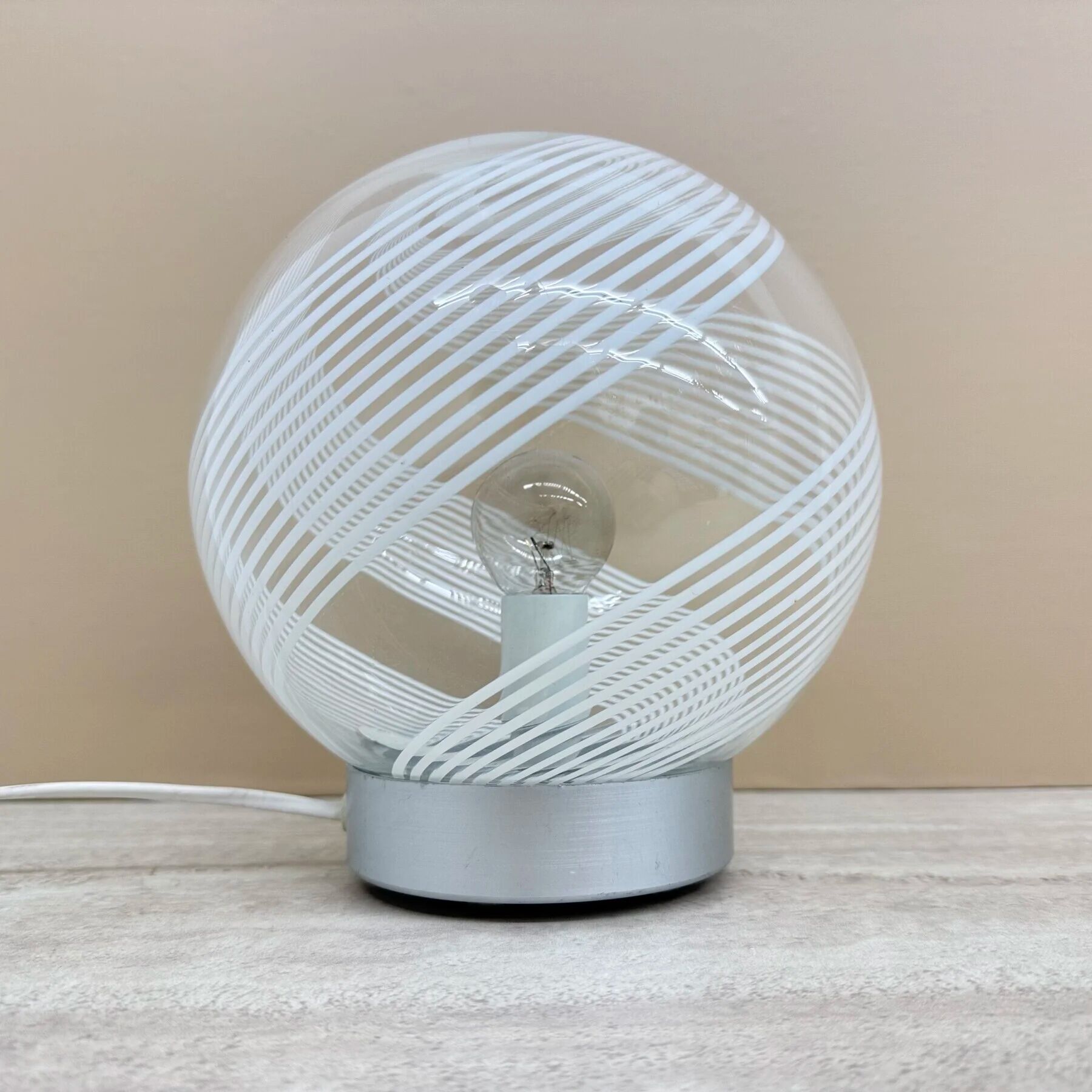 Mid-century design swirl glass table lamp, 1970s Italy