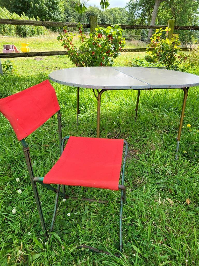 Vintage 1970s folding camping table and chair set