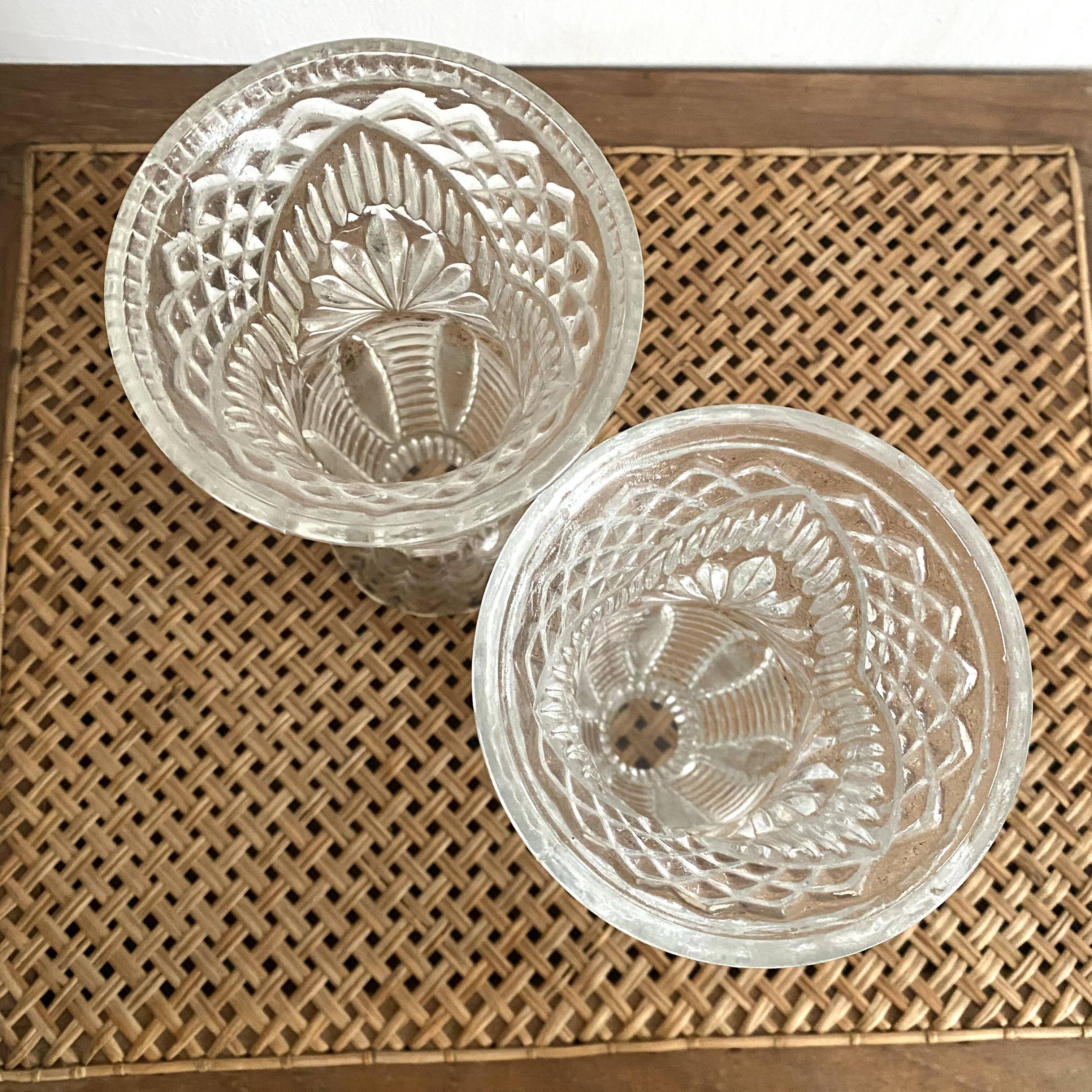 Pair of vintage molded glass vases