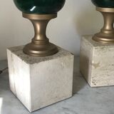 Pair of travertine lamps