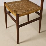 Ensemble de 4 chaises de salle à manger italiennes en teck et rotin