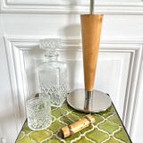 Chrome and wood lamp base from the 70s
