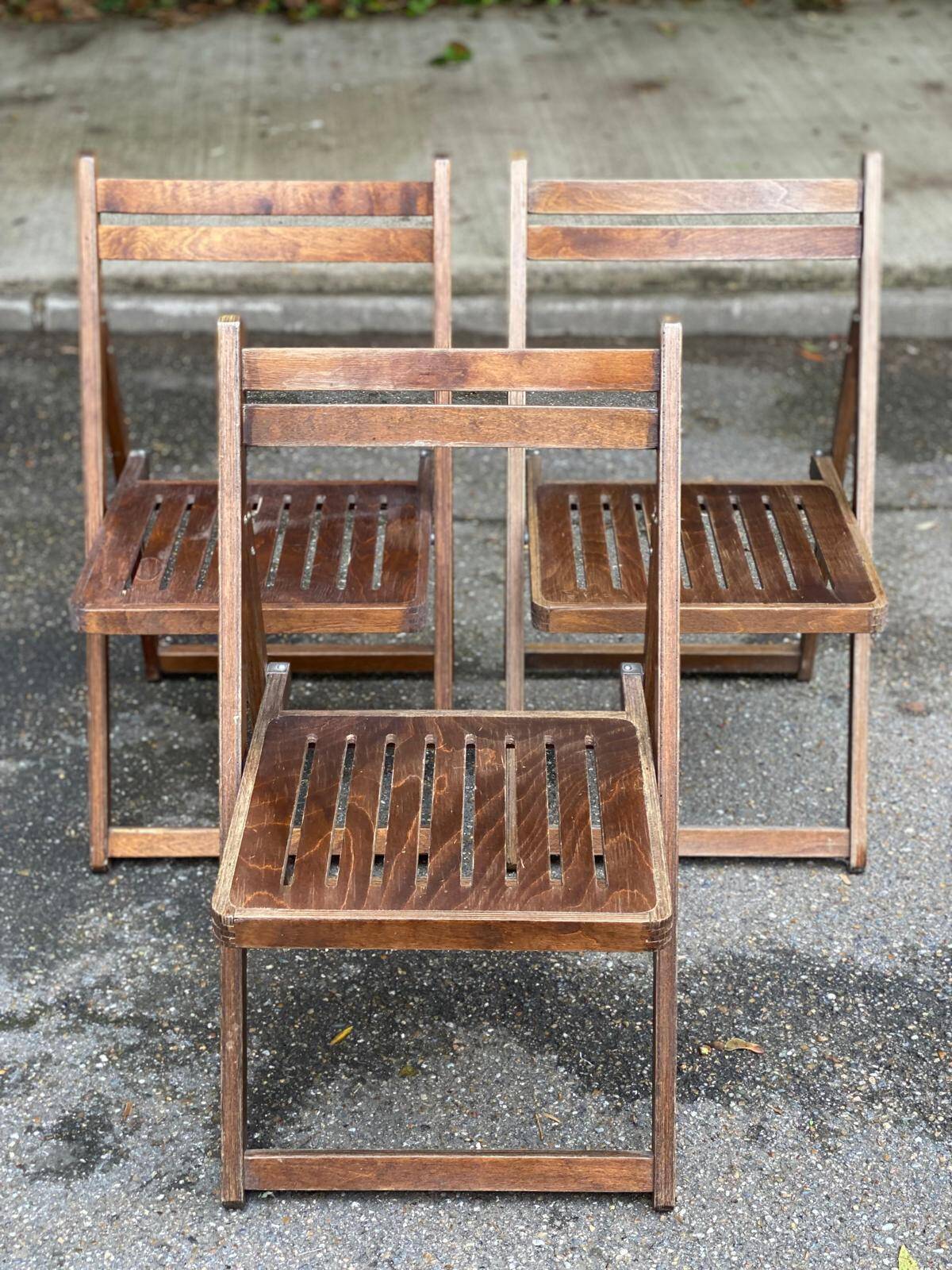 3 Scandinavian folding cane chairs 1950