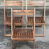3 Scandinavian folding cane chairs 1950