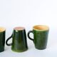 Set of 4 green mugs in glazed stoneware, ceramic, 1970