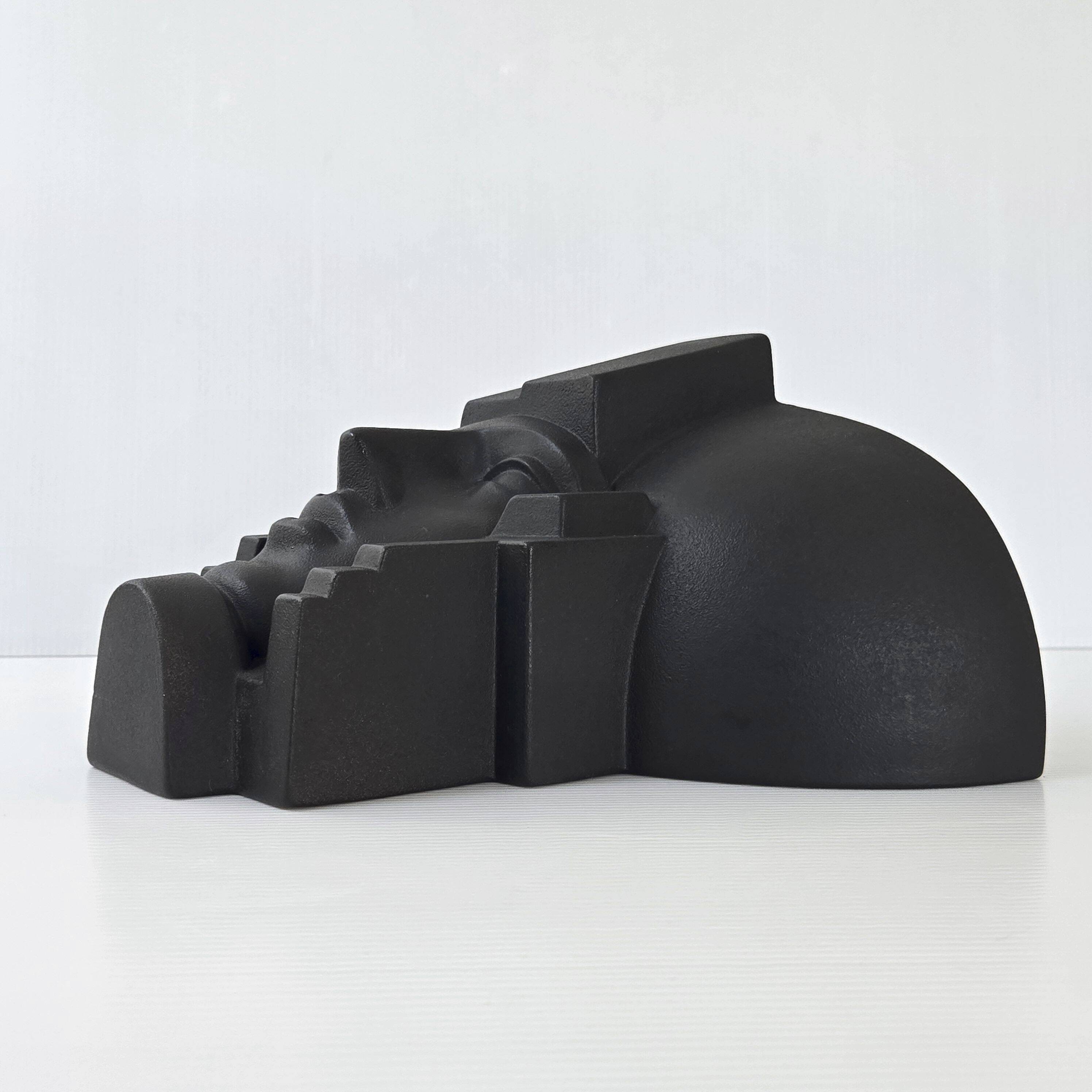 Vintage 1980s Inca pharaoh face ceramic wall lamp Saint-Clément 80s