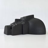 Vintage 1980s Inca pharaoh face ceramic wall lamp Saint-Clément 80s