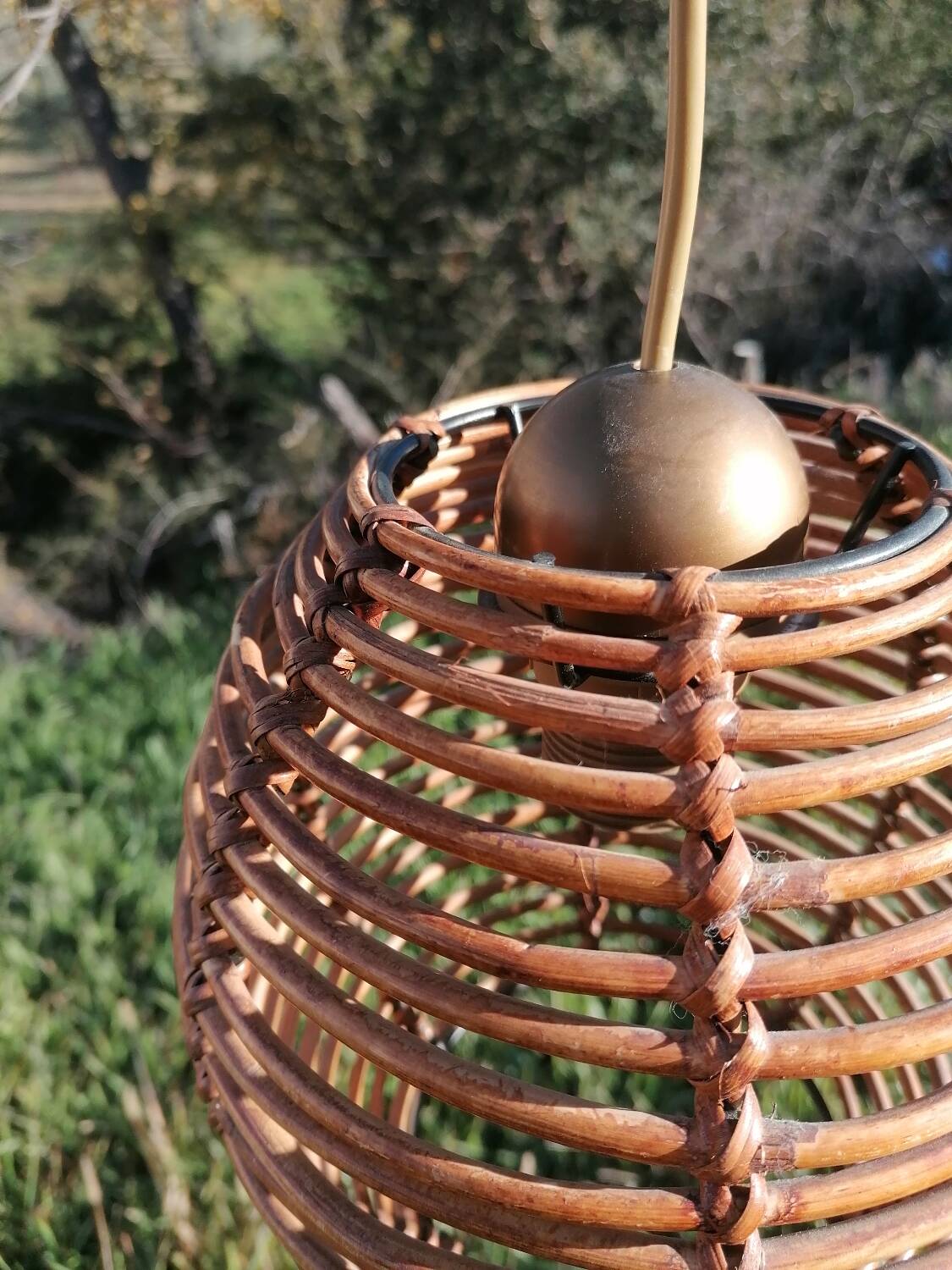 Ball rattan pendant light