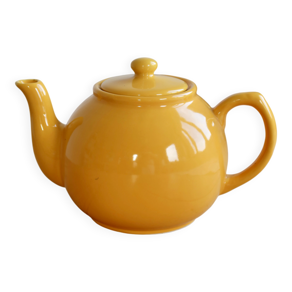 Théière vintage céramique jaune brillante