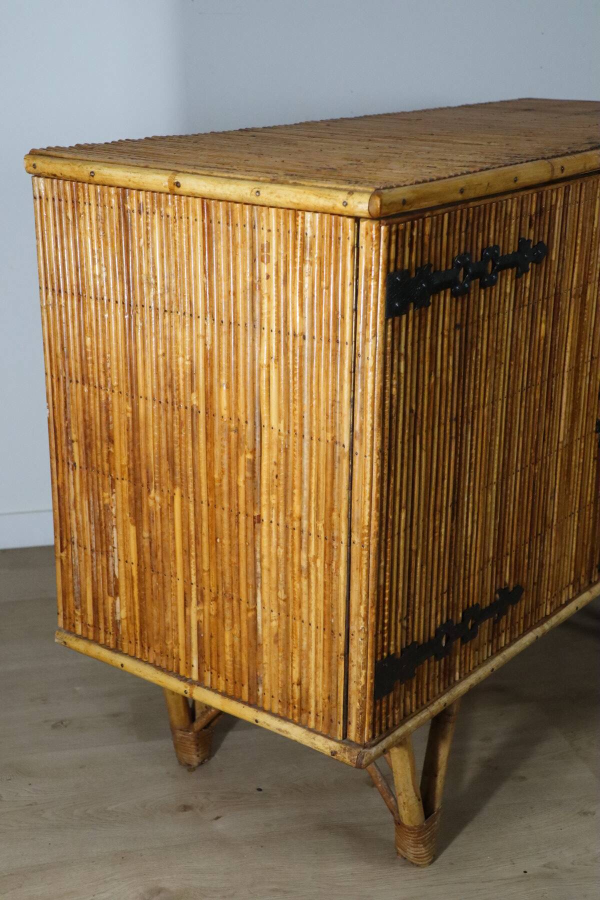 Vintage woven rattan sideboard - 1960