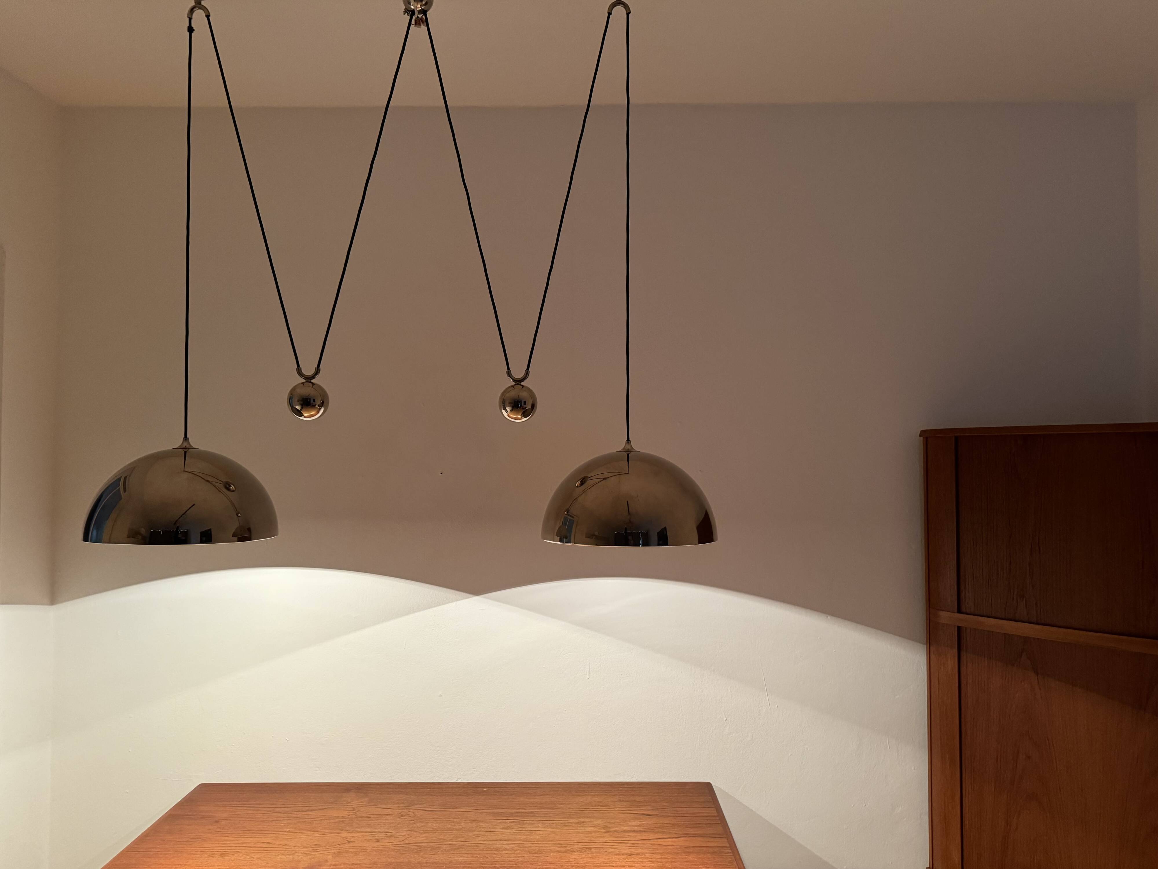 Adjustable Double Posa40 Nickel Plated Pendant Lamp by Florian Schulz