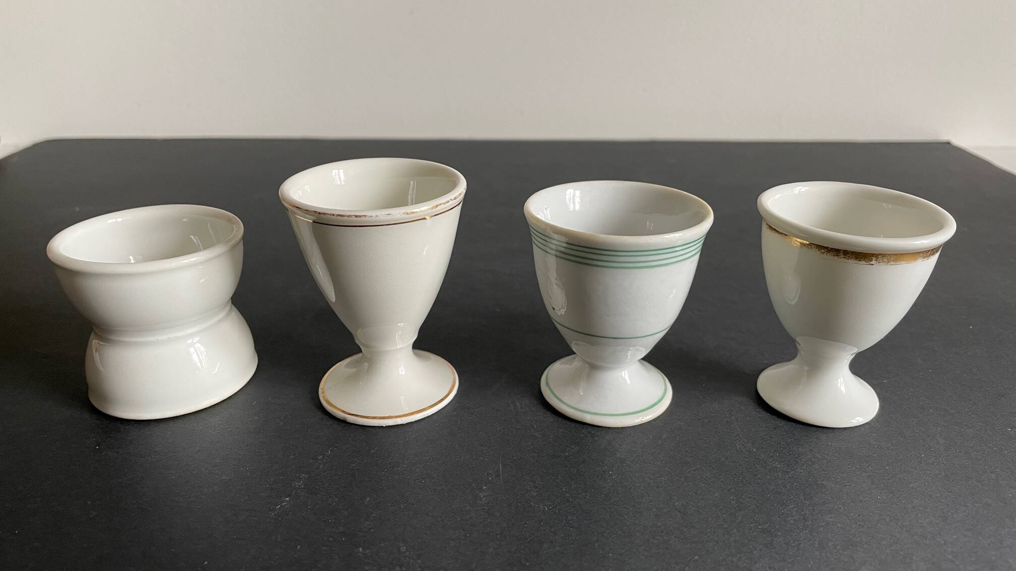 4 antique ceramic egg cups