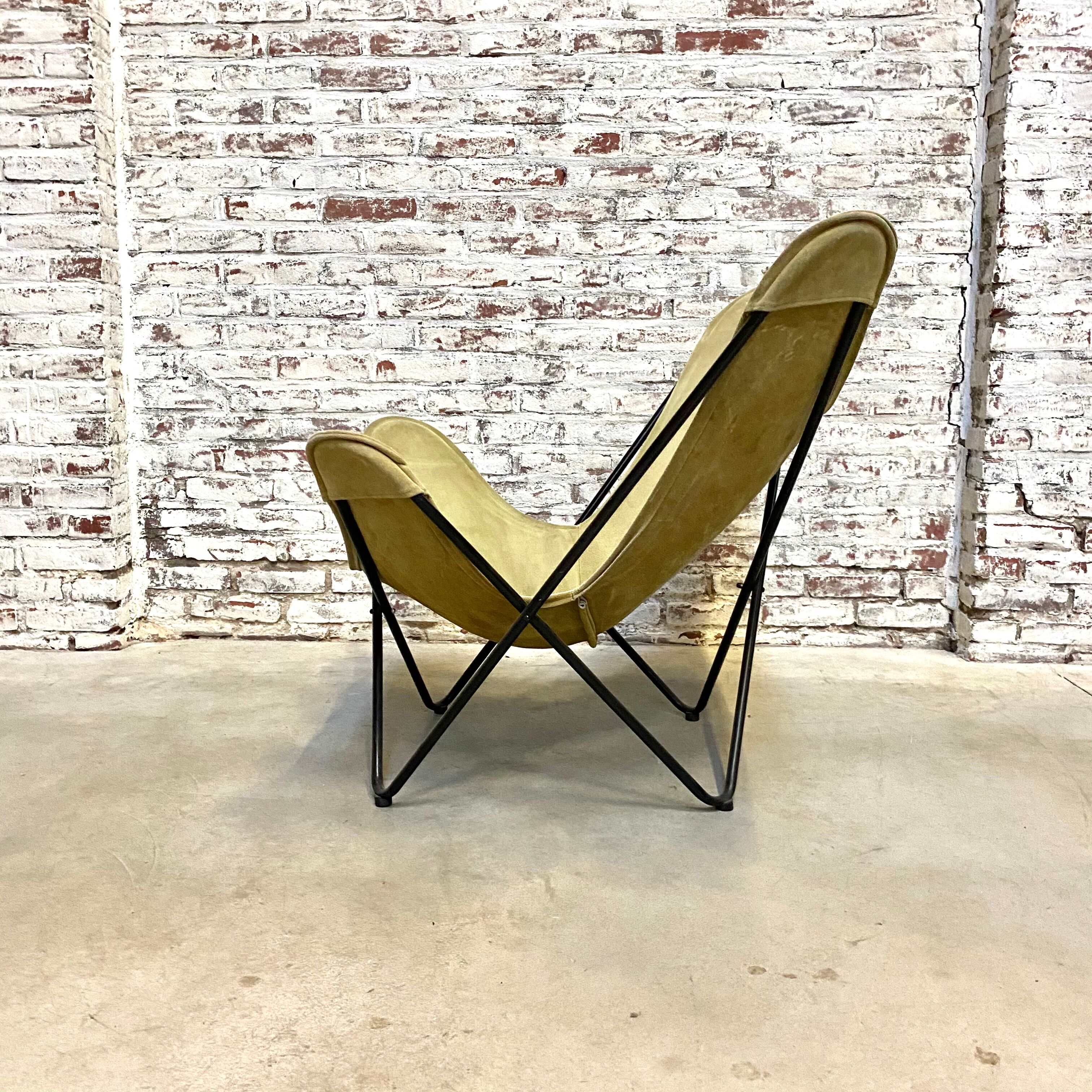 Vintage Butterfly Chair in Green Suede Leather, 1970s