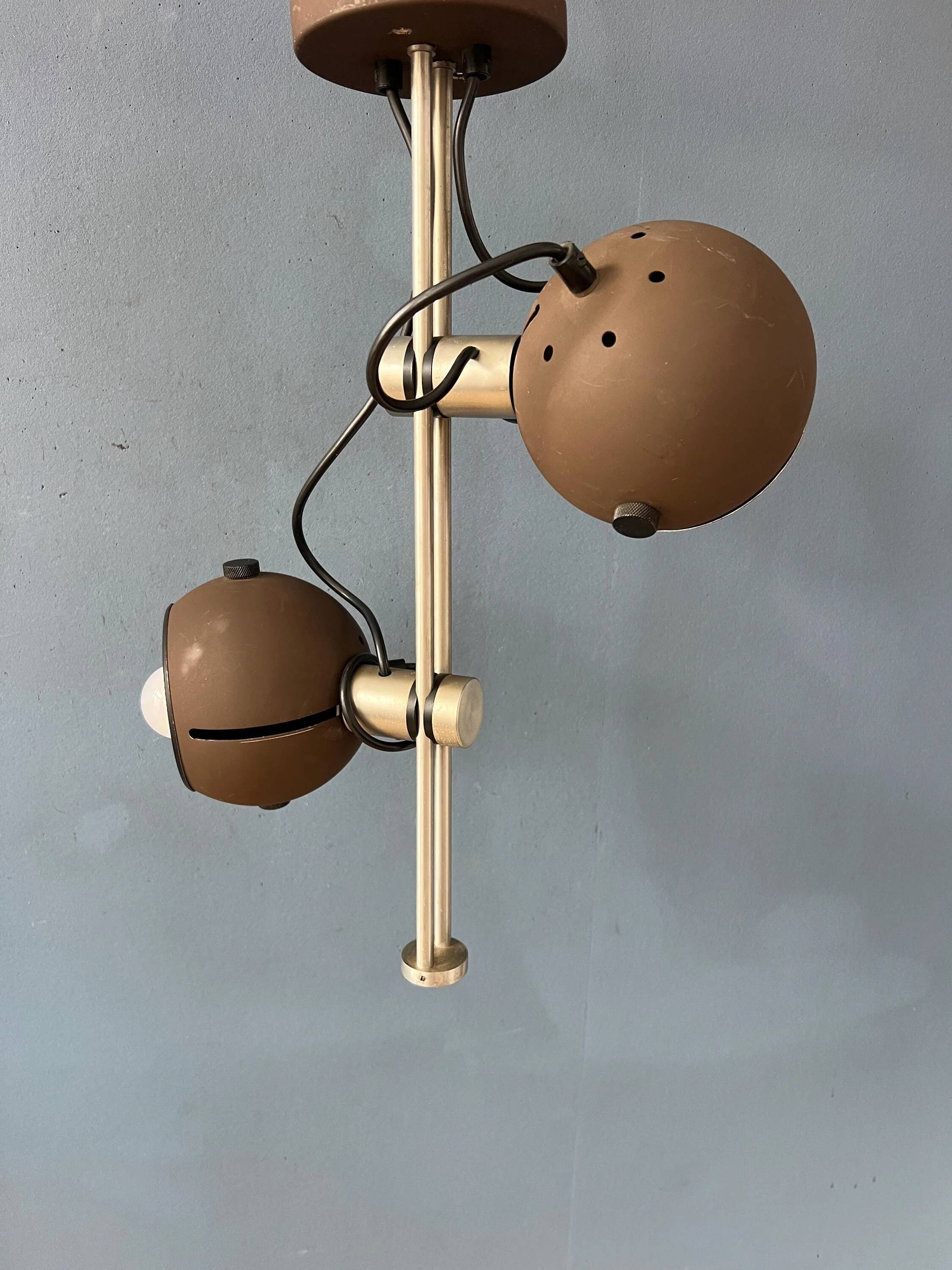 Brown ceiling light - Space Age fixture - vintage eyeball lamp