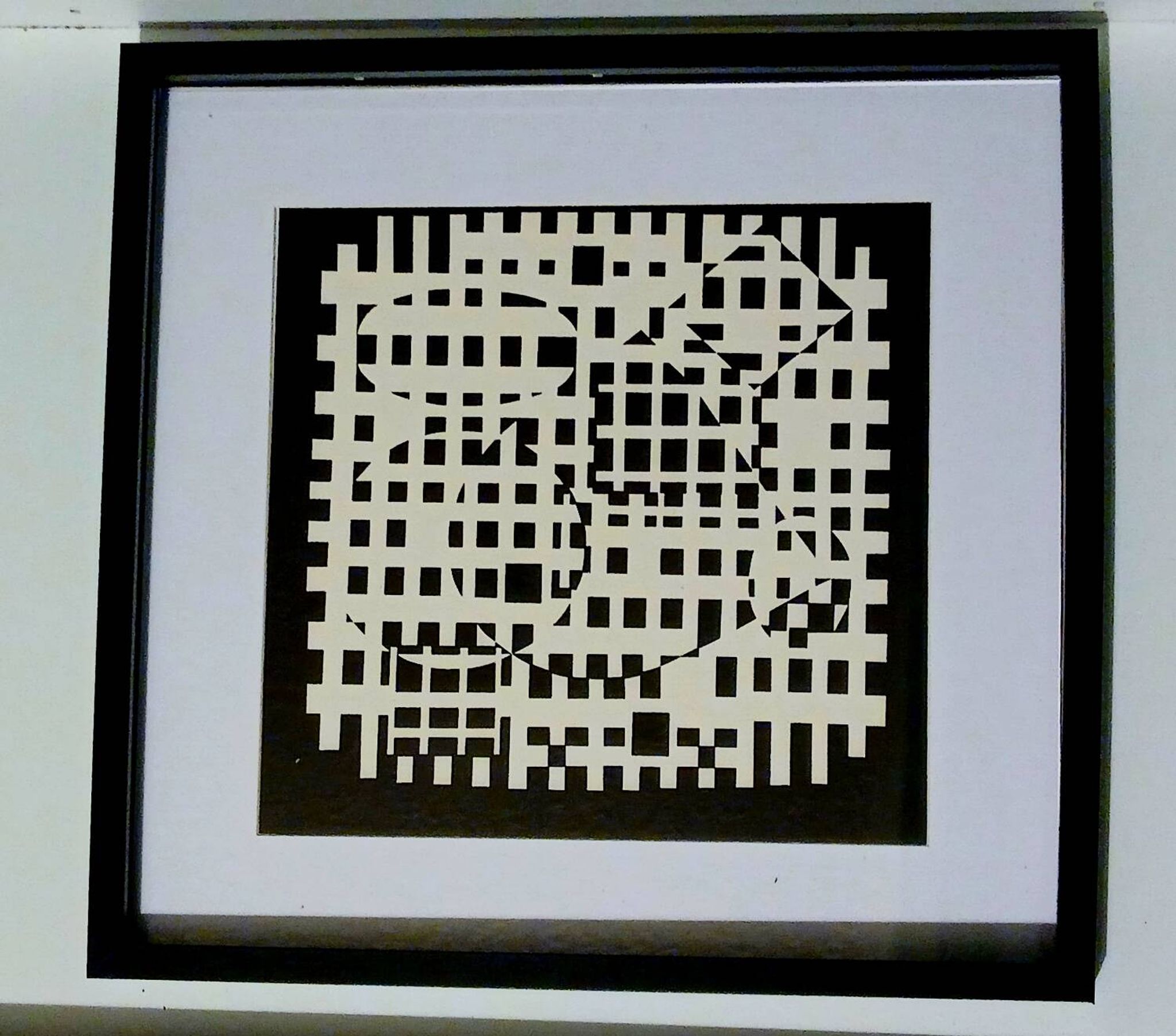 Tableau Vintage Art Optique - Victor Vasarely - Cadre 40x40cm