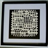 Tableau Vintage Art Optique - Victor Vasarely - Frame 40x40cm
