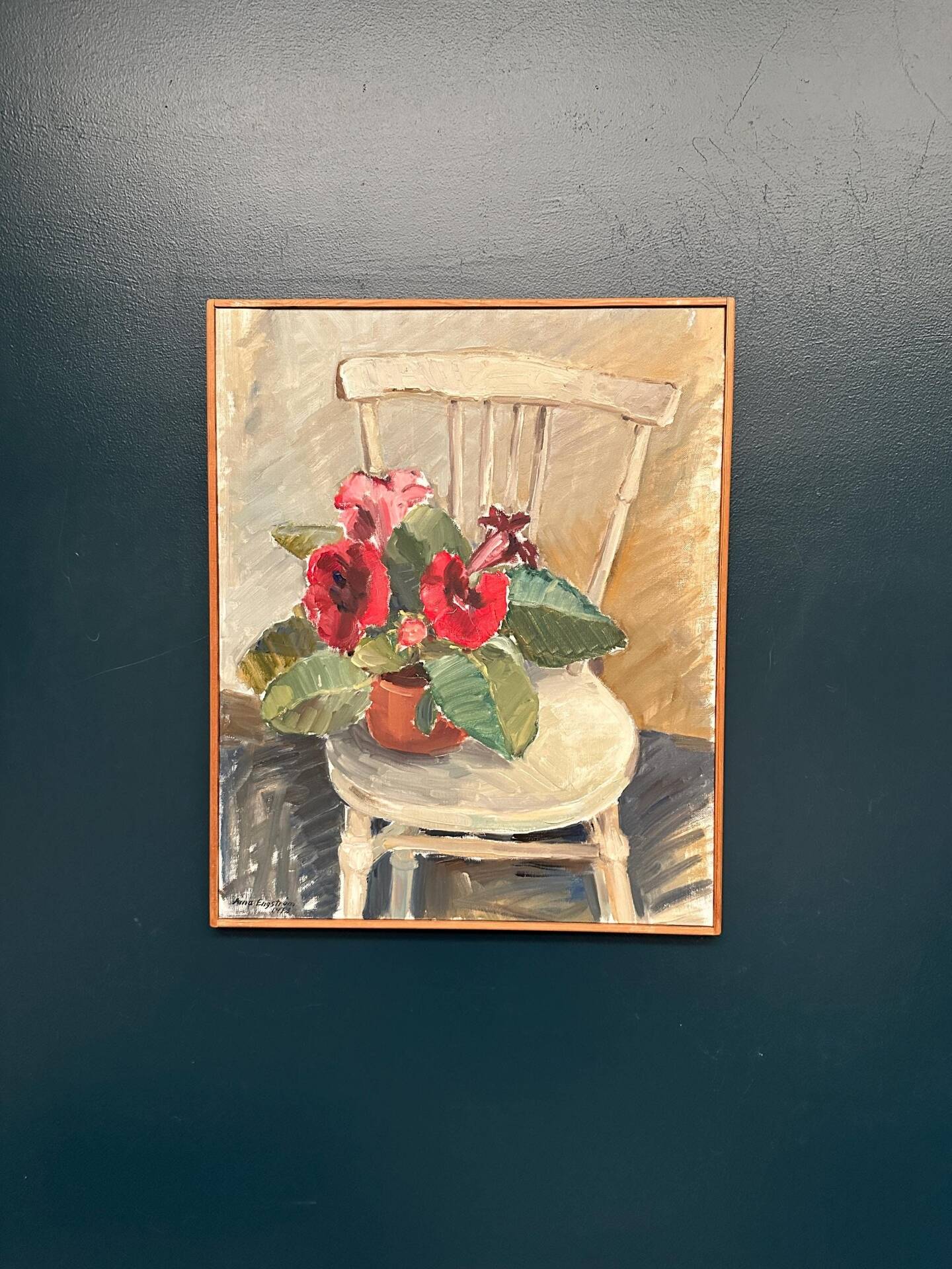Huile sur toile originale suédoise – “Gloxinée” par Aina Engström