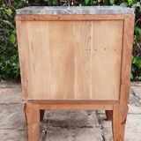 Walnut and grey marble bedside table