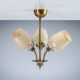 Itsu ER 1503/3 decorated chandelier with three shades, Finland, 1940s