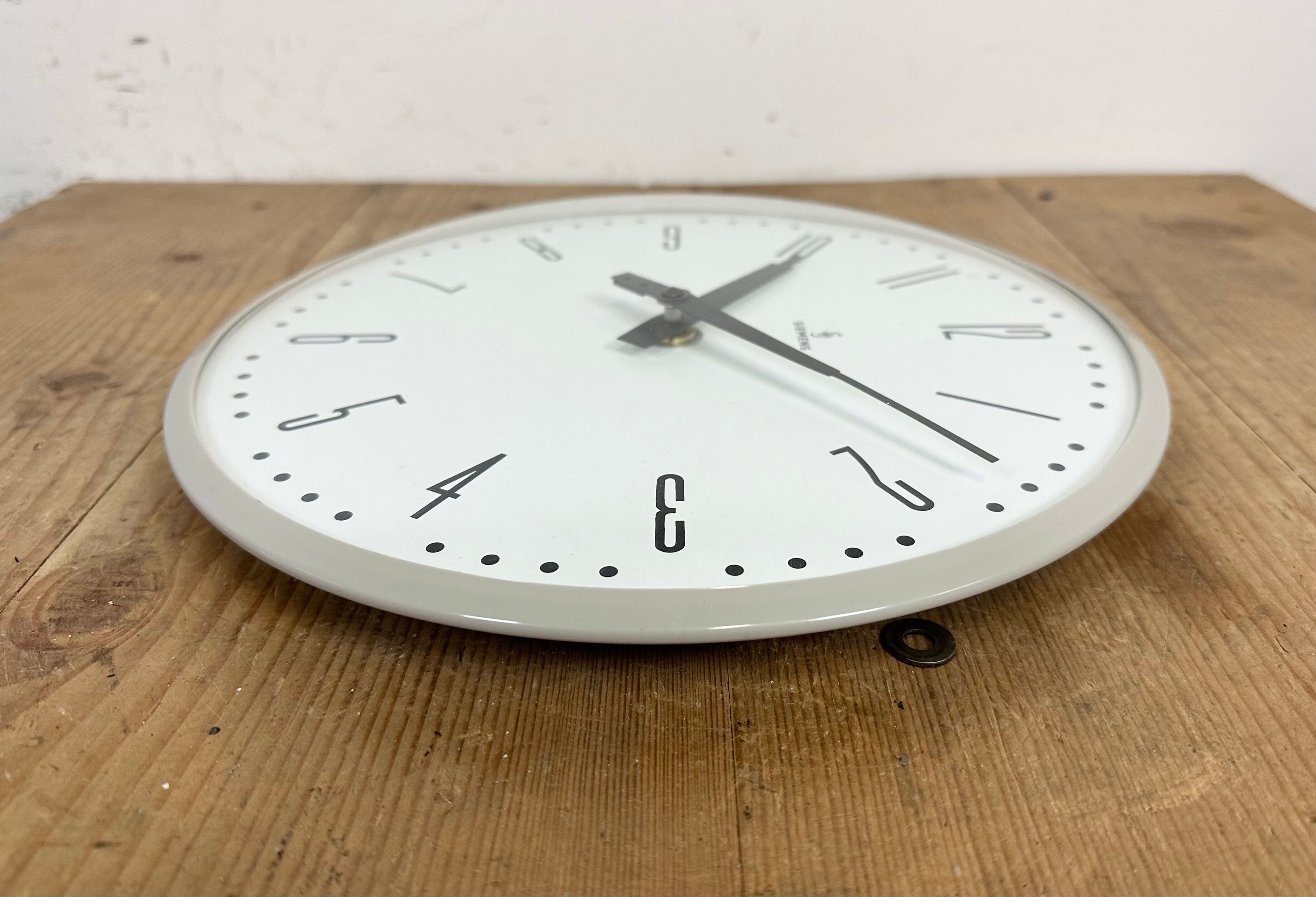 Grey Industrial Factory Wall Clock from Siemens, 1970s