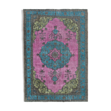 Handmade Antique Turkish 1980s 227 cm x 319 cm Pink Rug