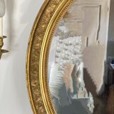Mirror / oval ice Napoleon III period in wood and gilded stucco louis xv style