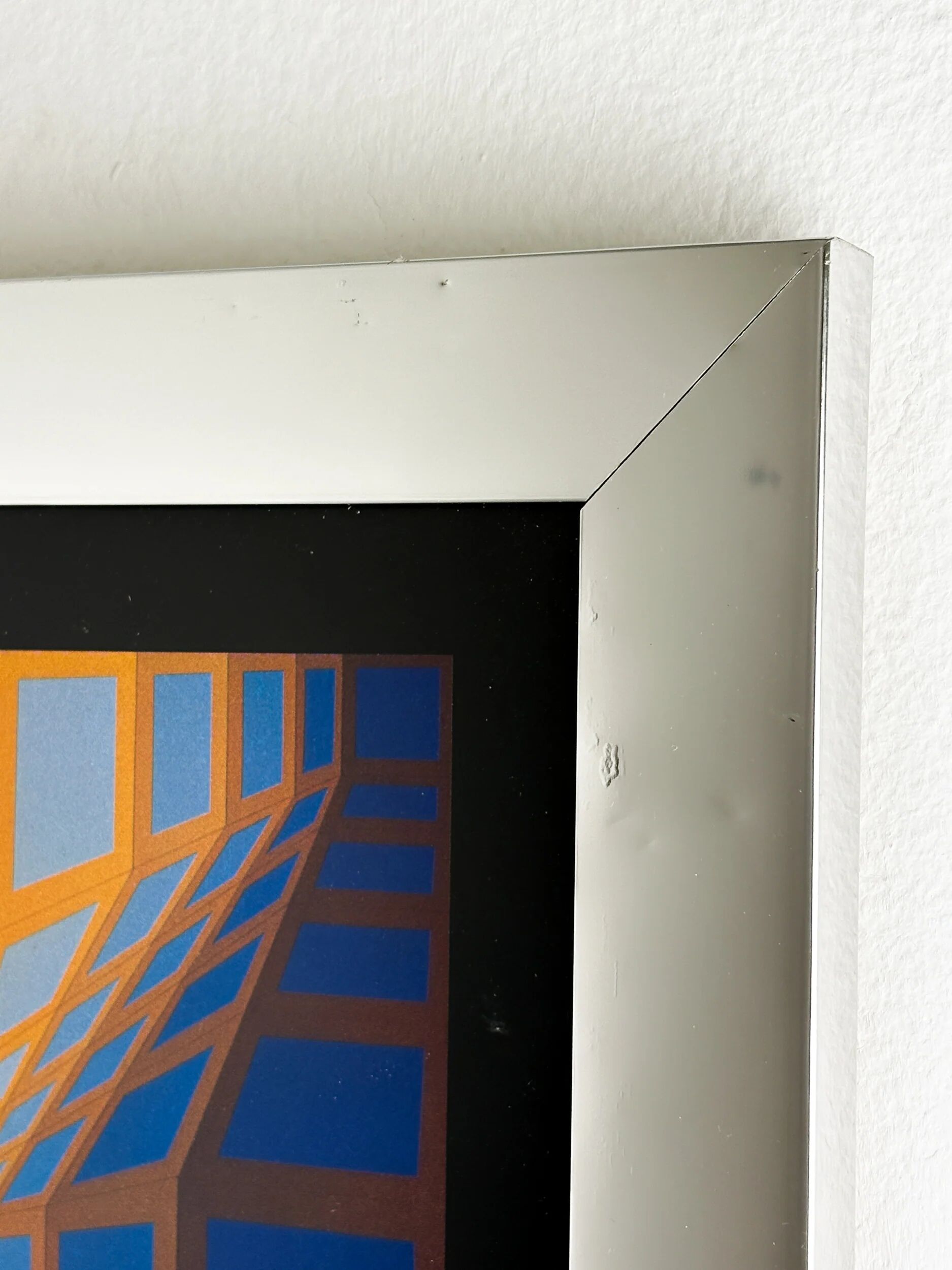 Victor Vasarely, optical composition, circa 1970s, offset print, framed