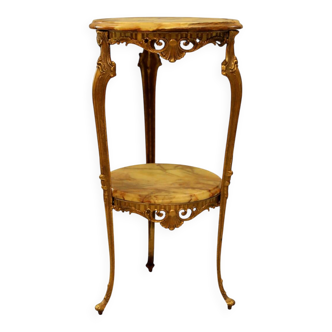Antique gilded rococo gueridon with 2 onyx tops – Napoleon III
