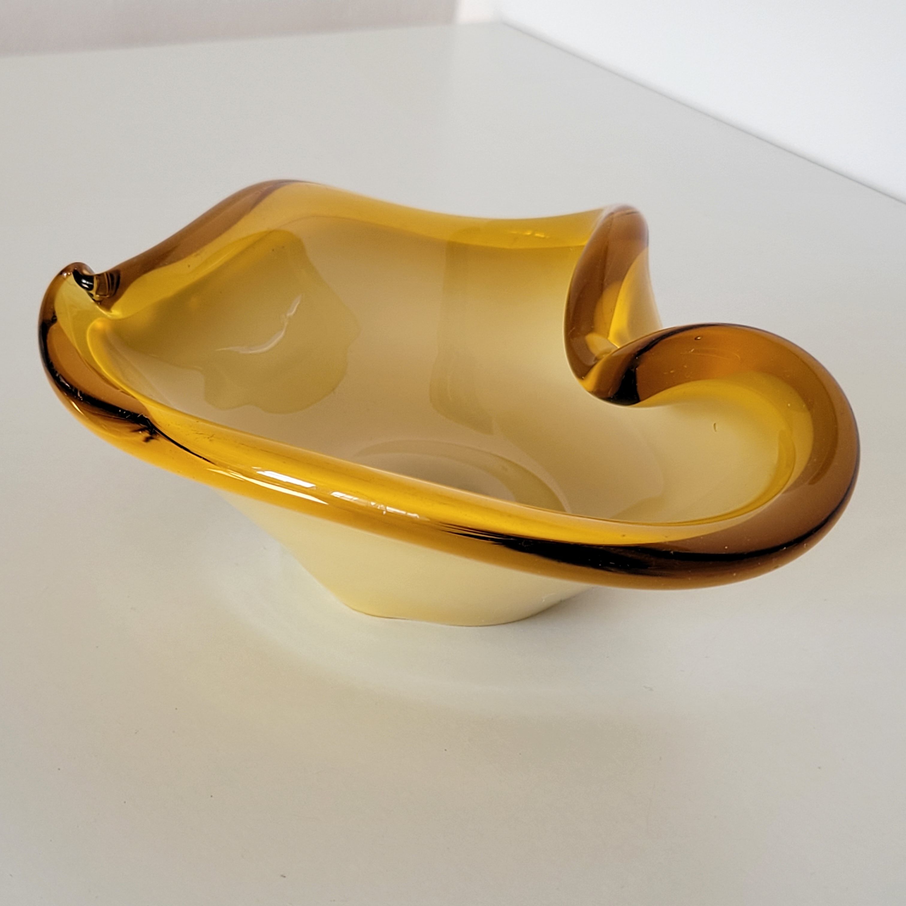 Empty pocket vintage yellow Murano glass bowl